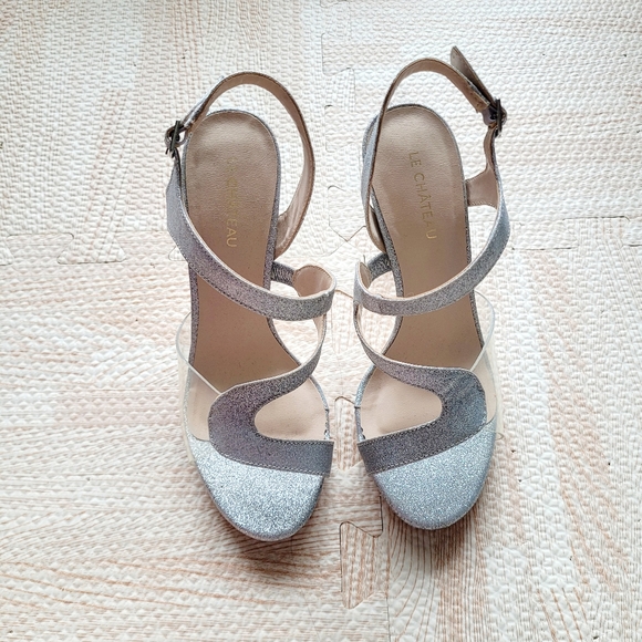 Le Chateau Silver and Clear Sparkly Heels - Picture 2 of 9